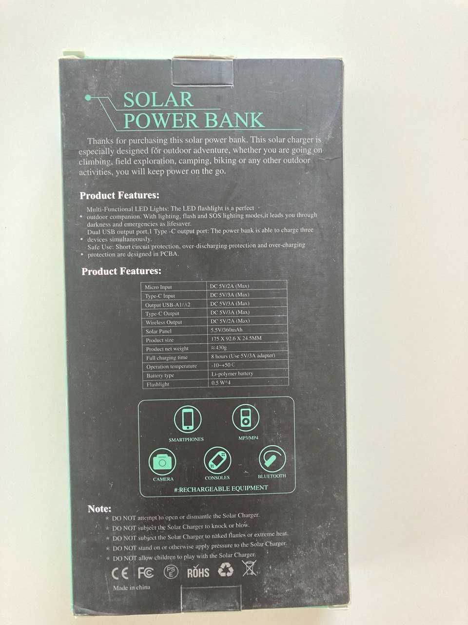 Solar Power Bank Повербанк 38800mAh з США