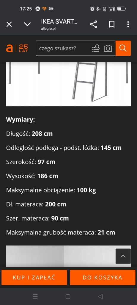 Łóżko piętrowe Ikea.