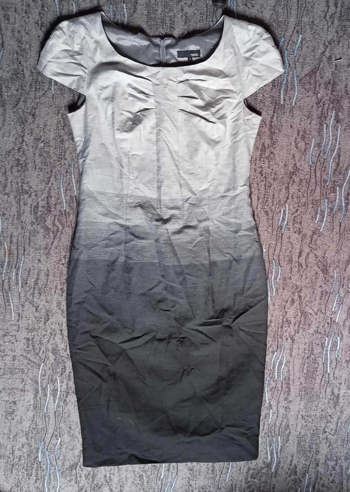 NEXT elegancka sukienka w odcieniach popielu r. 40