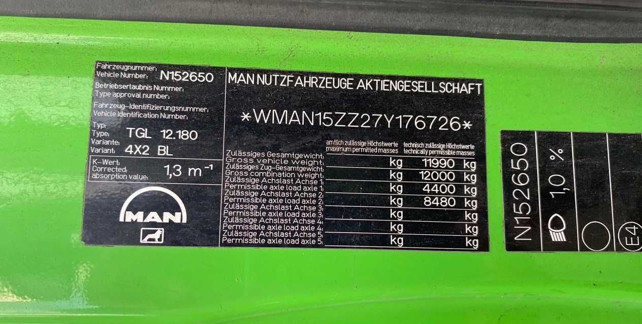 Сміттєвоз MAN TGL 12.180 Бункер FARID Italia 8m3 мусоровоз відмінний