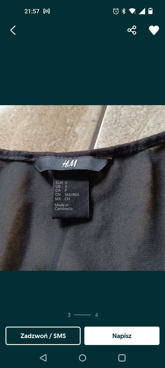 Bluzka czarna bawełna z koronką H&M