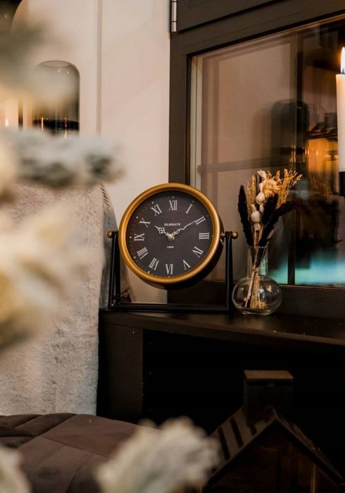 Nowy złoty zegar stołowy 27 cm