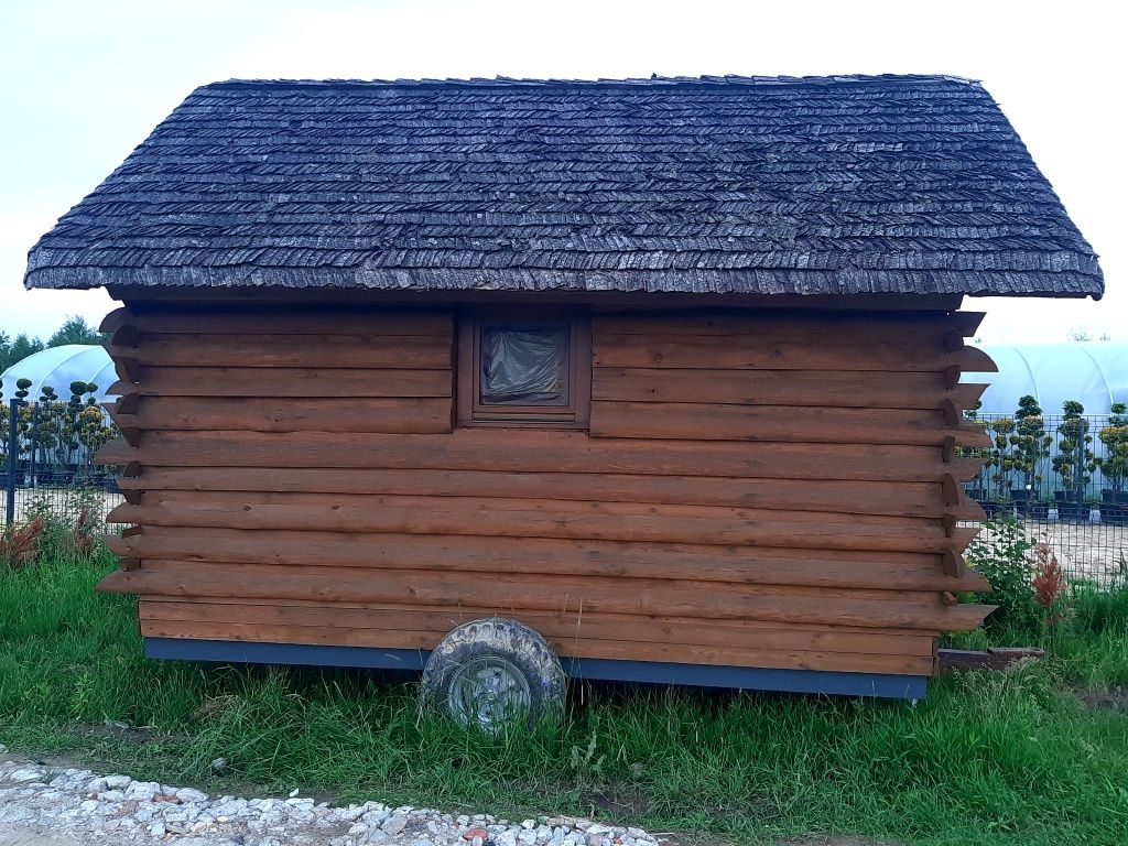 Dom domek z bala ocieplene! Altanka huśtawka bania sauna stół!