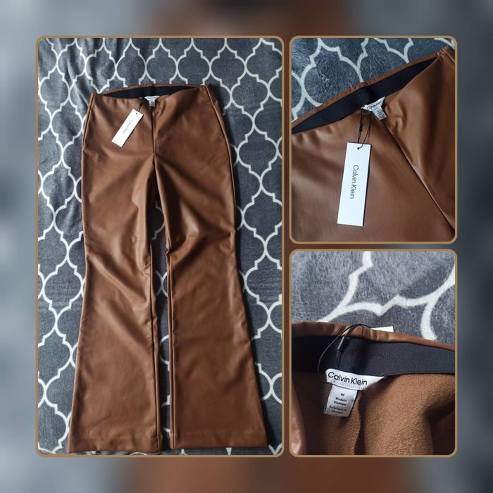 Spodnie Calvin Klein rozm M na gumie, camel, karmelowe, skóra skaja