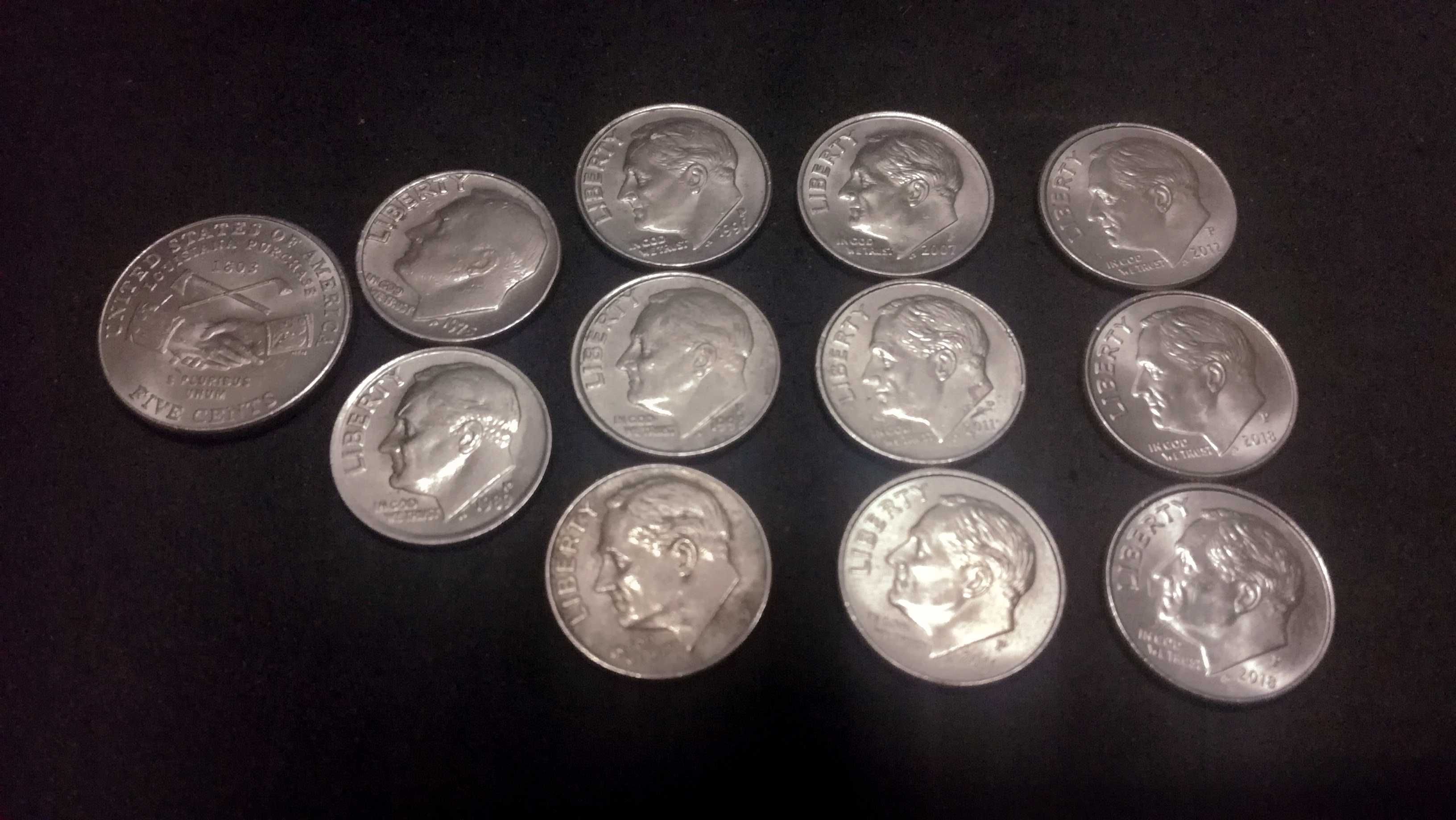 Продам 10 центов разных годов,5 и 25 центов,50 pfennig,монеты СССР