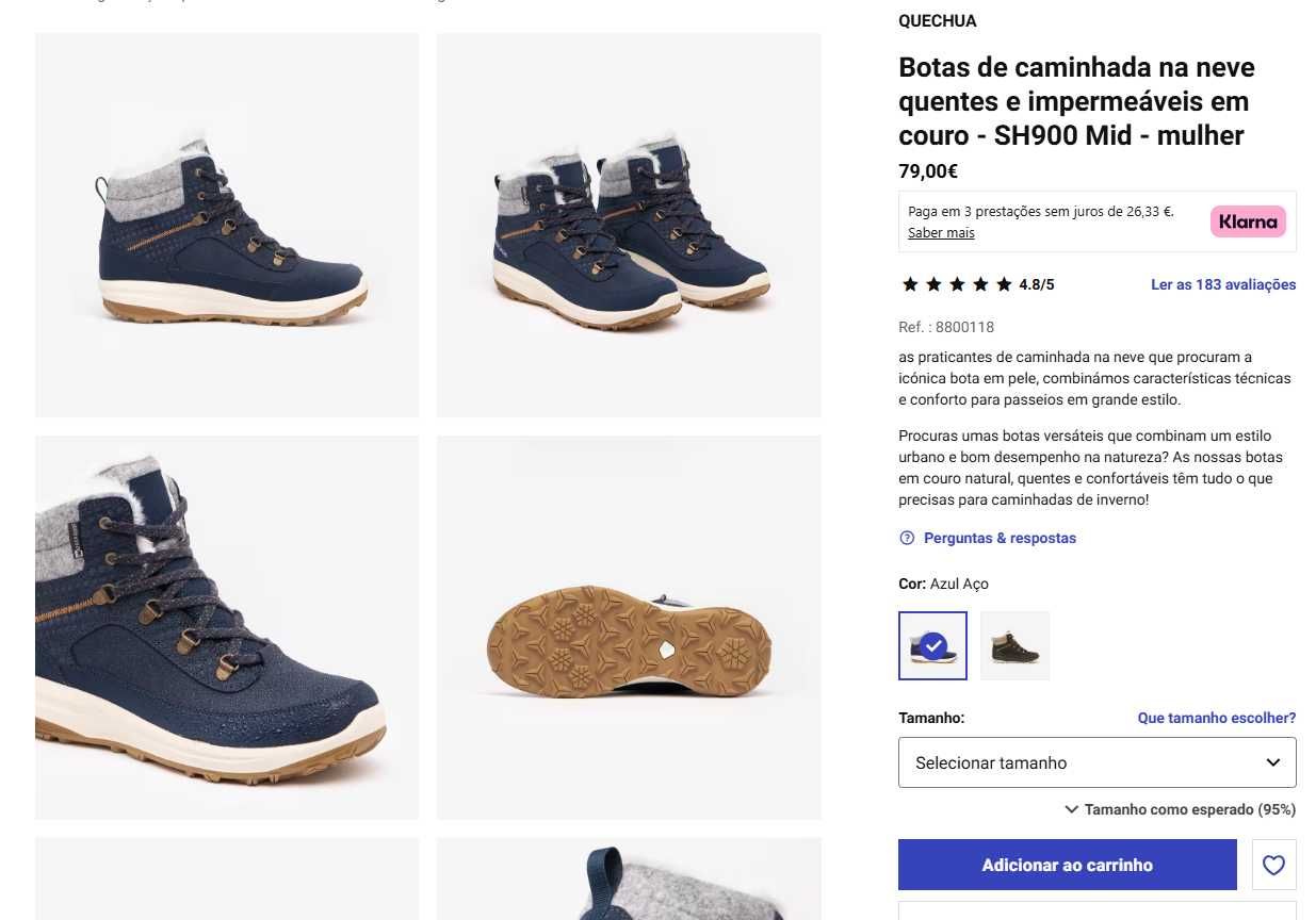 Botas de caminhada na neve quentes e impermeáveis em couro - SH900 Mid