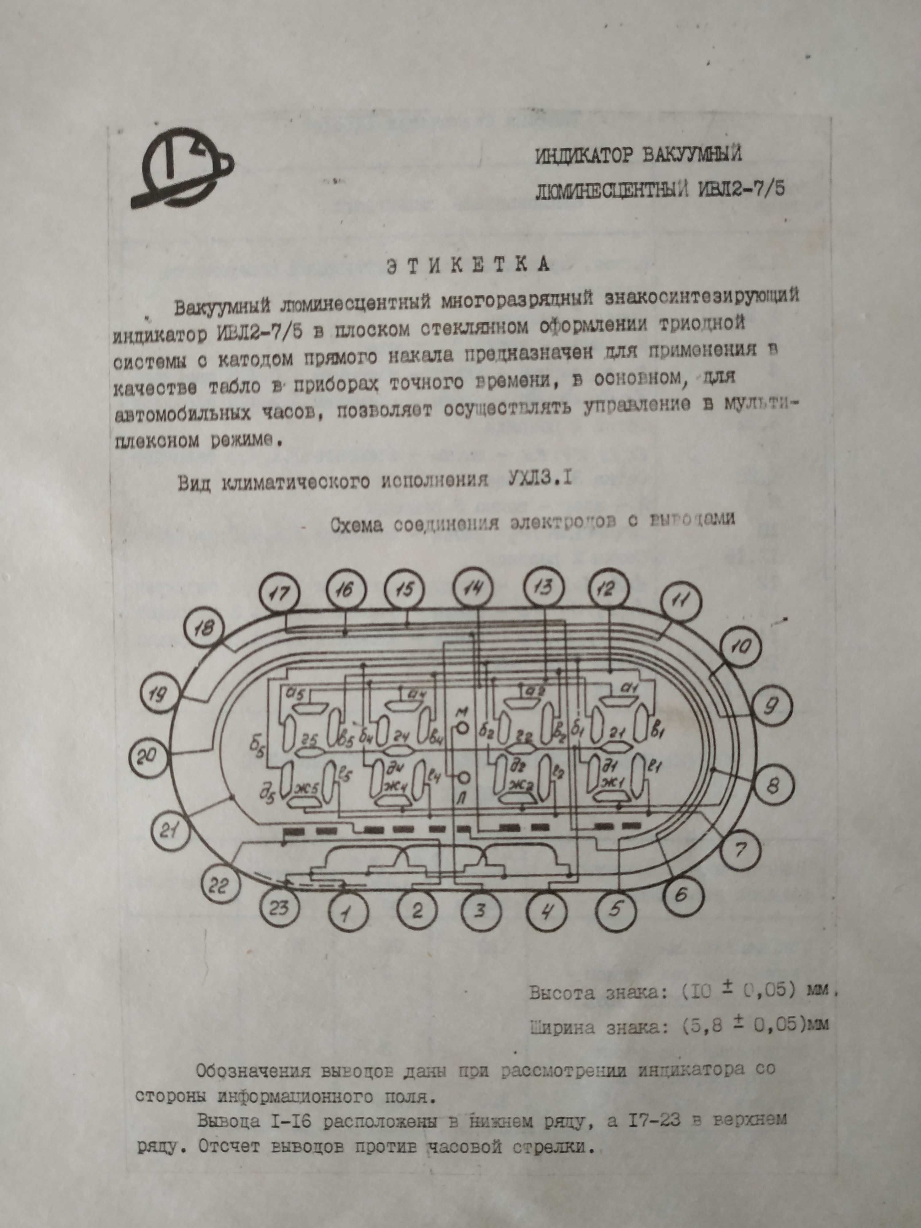 Лампа индикатор ИВЛ2-7/5 індикатор ІВЛ2-7/5  IVL2-7/5 VFD tube nixie