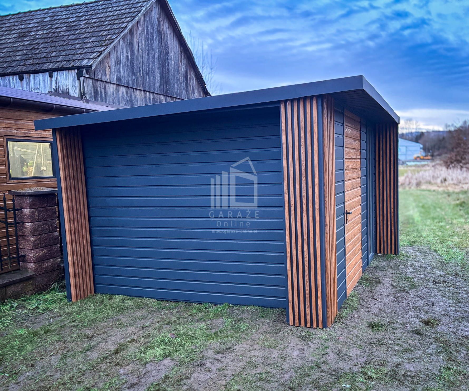 Schowek Domek Premium 3X3M + Wiata 0,5M Drzwi Dekor Z Lameli  Id903