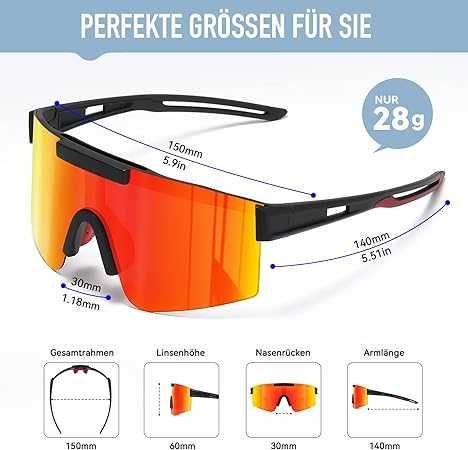 Suoso Okulary sportowe z polaryzacją, okulary rowerowe UV400