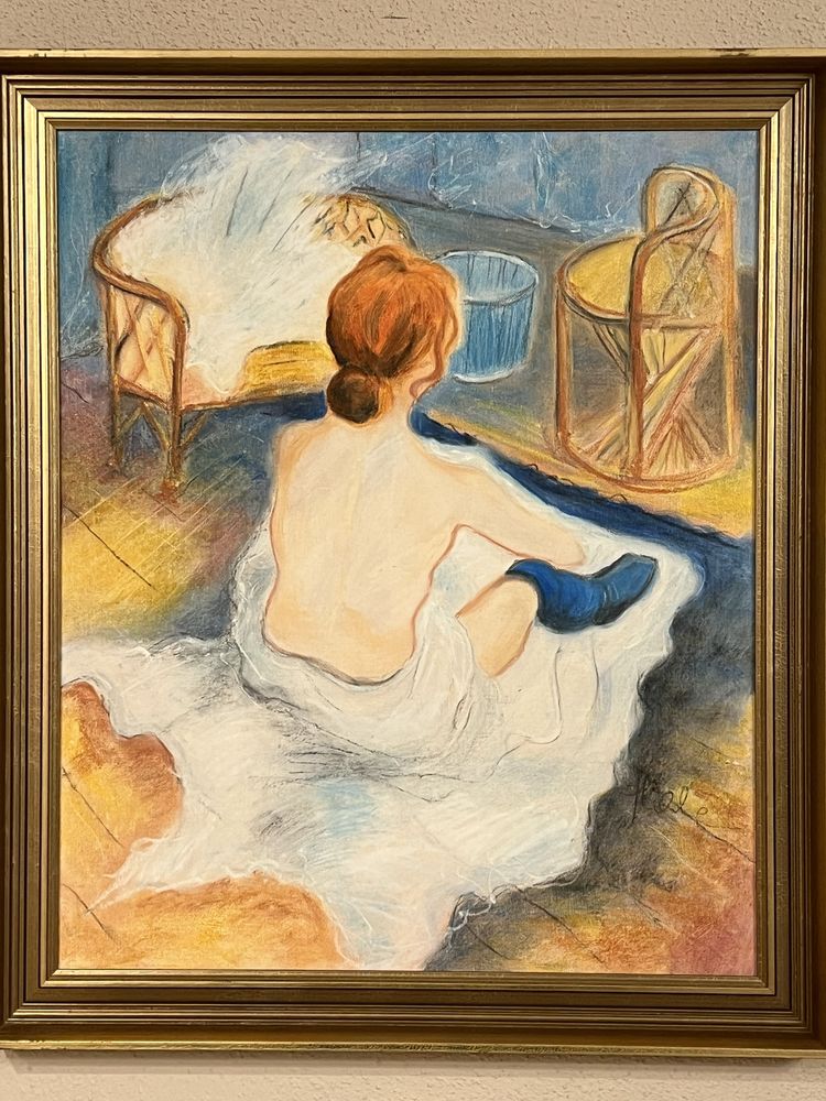 Obraz - Kobieta siedzaca , sygnowany Hale