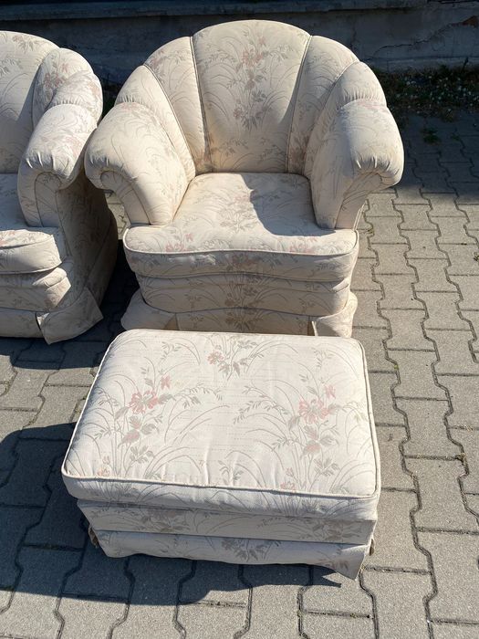 Stylowy wypoczynek z Niemiec Sofa + fotel + podnóżek DOWÓZ DO DOMU