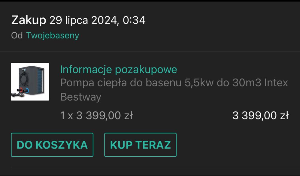 Pompa ciepta do basenu 5,5kw do 30m3 Intex Bestway GWARANCJA
