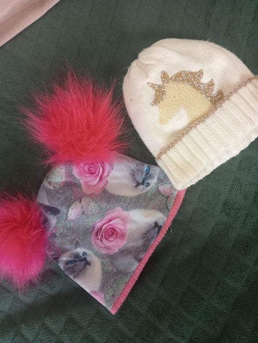 Zimowe jesienne czapki dla dziewczynki 3-5 lata