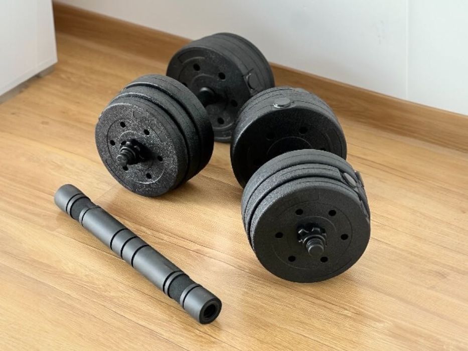 20 kg Zestaw hantle hantelki bitumiczne sztanga gryf 10kg x2