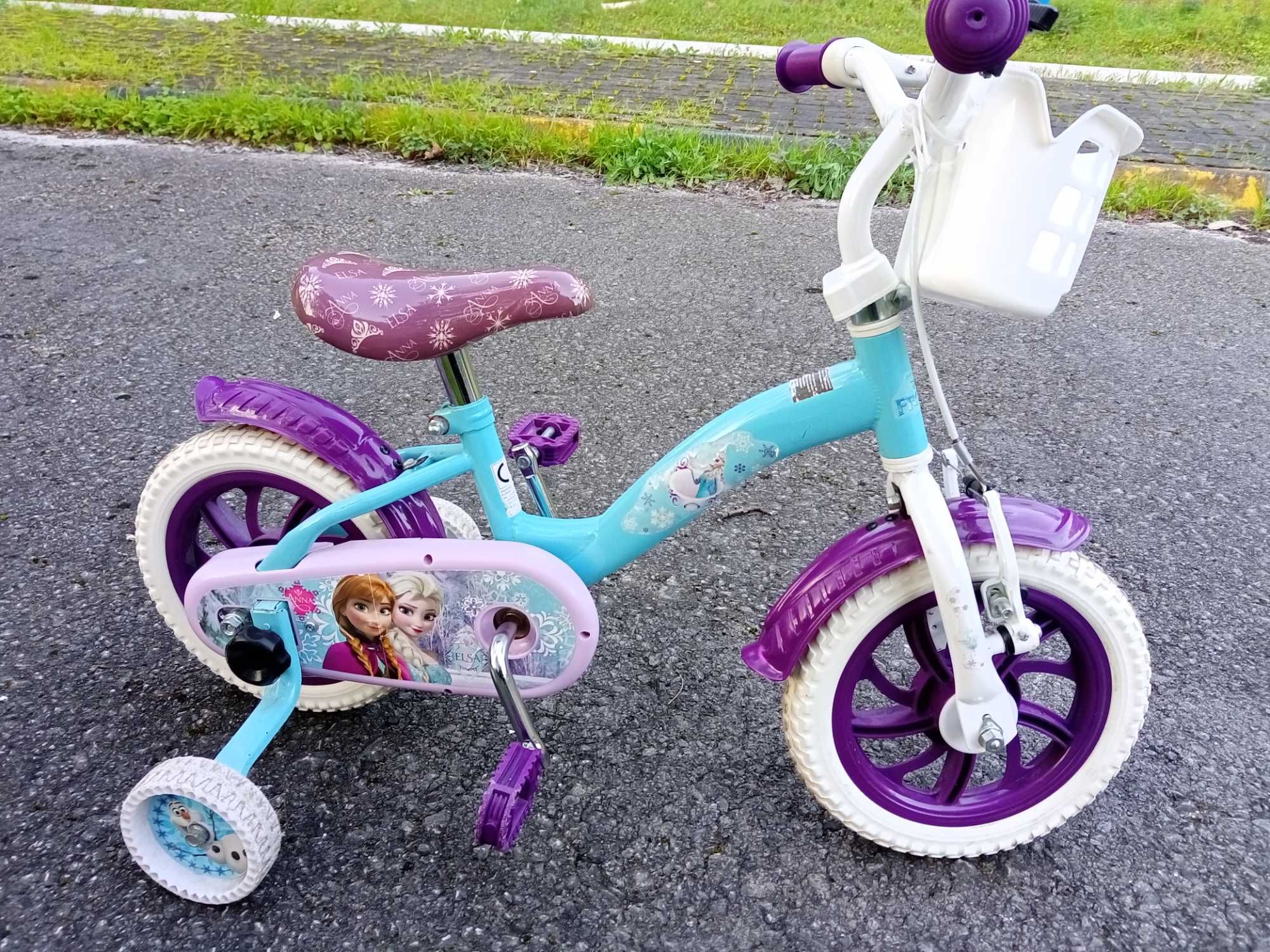 Bicicleta Frozen, roda 14, com rodas apoio