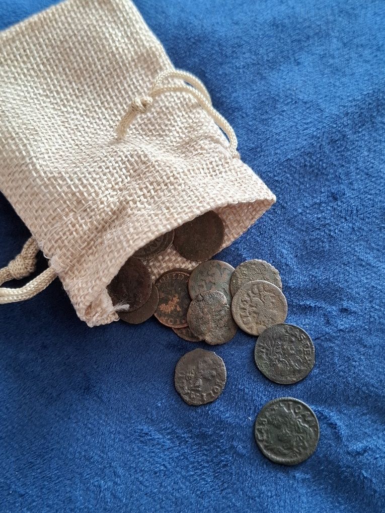 Sakiewka oryginalnych XVII wiecznych polskich szelągów (15 szt) #2