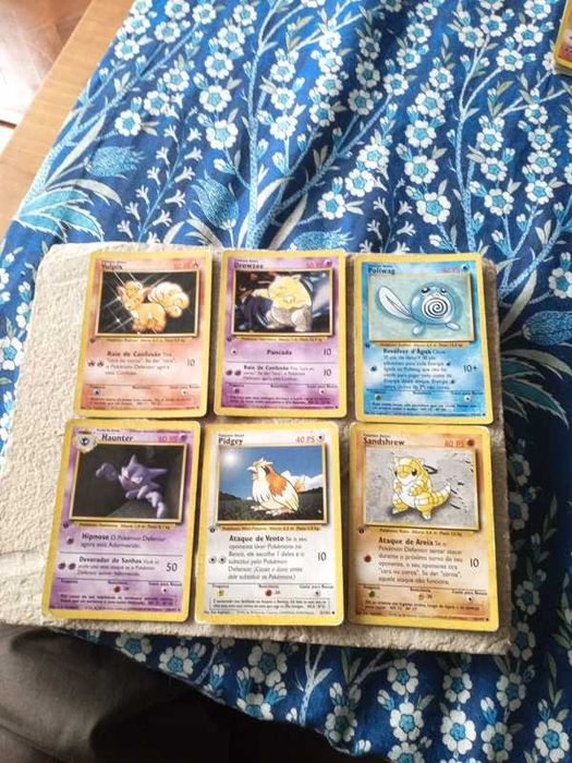 Cartas Pokémon Primeira Edição vulpix, Poliwag, Haunter, sandshrew