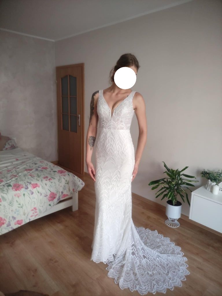 Suknia ślubna syrenka 38 na wysoką kobietę