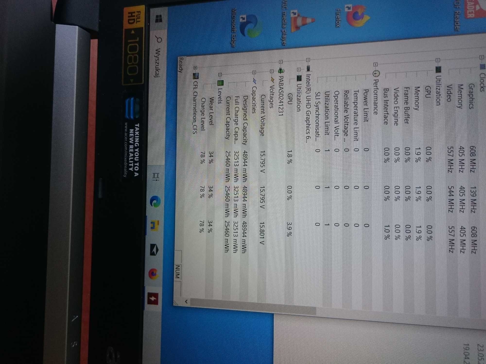 Laptopa Acer a715-72g 15cali (i7-8750H, ddr4 16GB, dysk 512, gtx1050ti