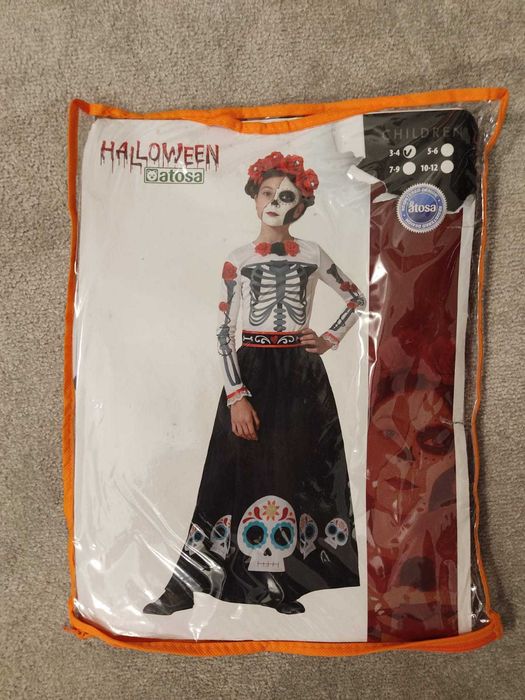 Disfarce Halloween - Dia de Los Muertos - Criança 3/4 anos