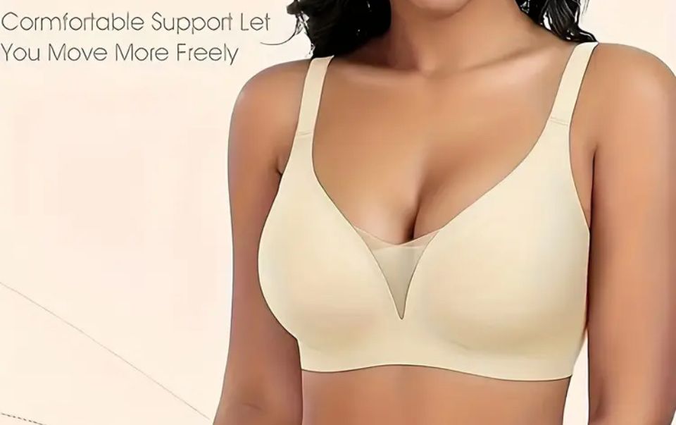 Бюстгалтер безшовний з пуш-апом розмір 85-90С тілесного кольору