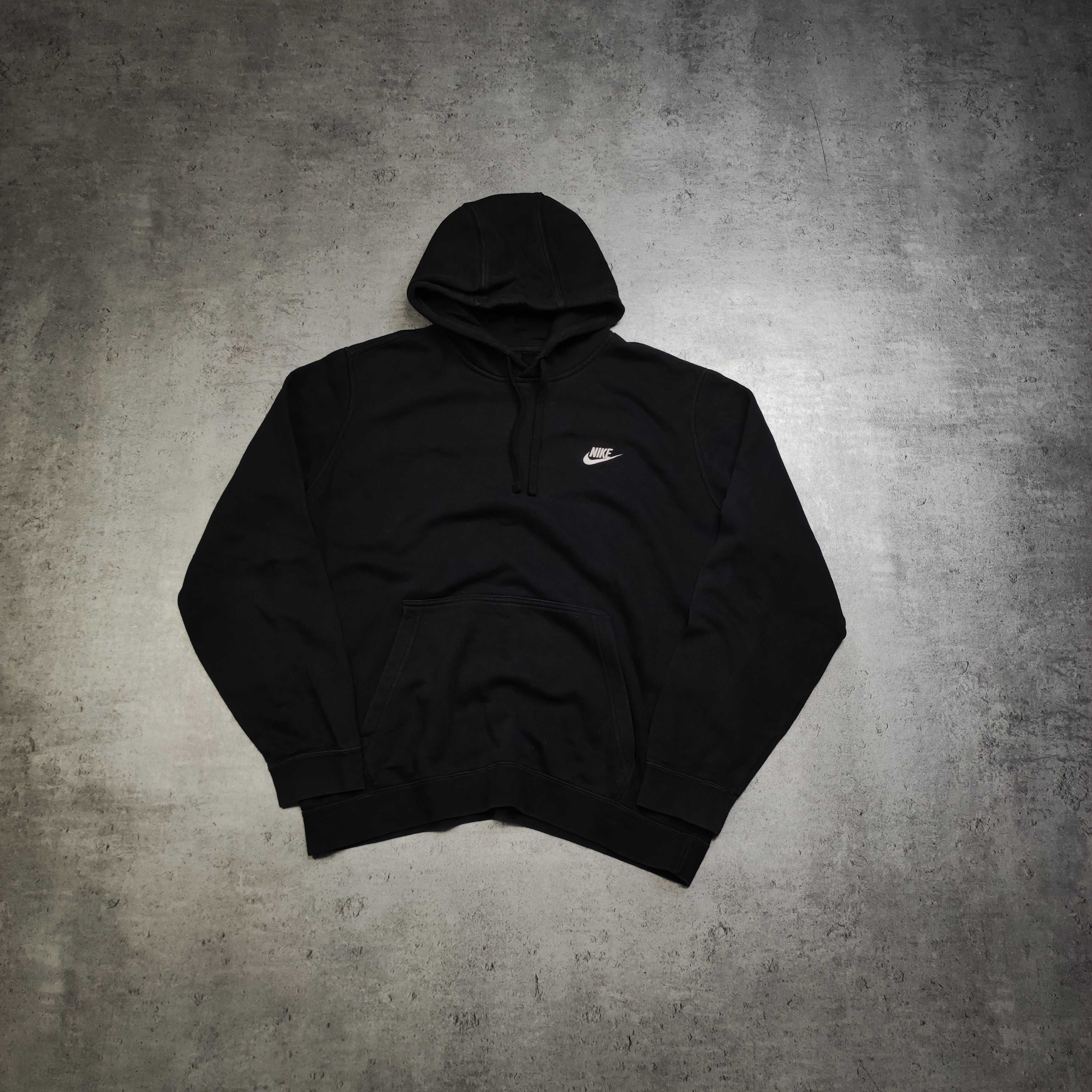 MĘSKA Bluza z Kapturem Hoodie Czarna Nike Bawełna Swoosh Klasyk Sport