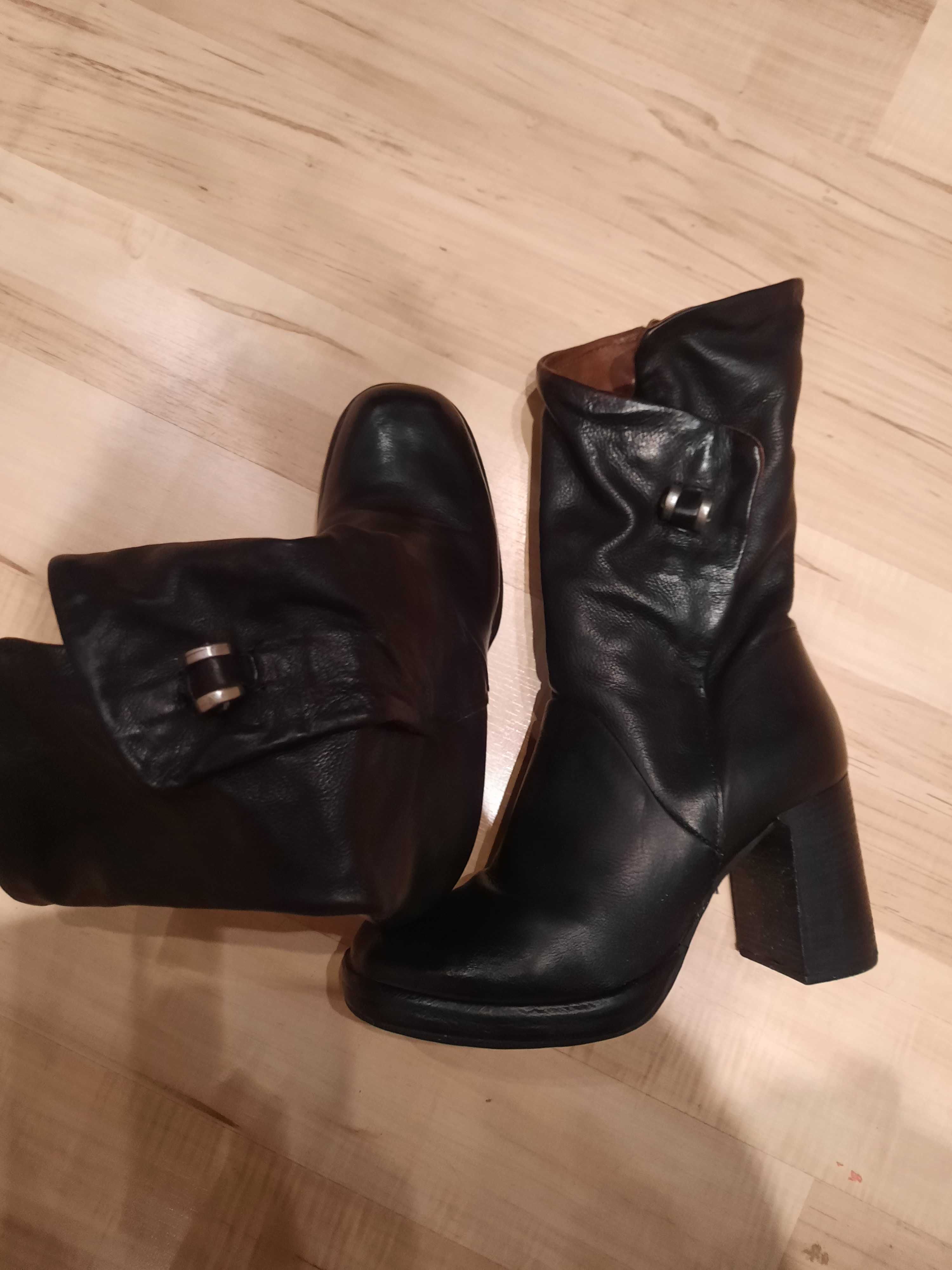 Buty botki damskie A.S.98 skóra naturalna czarne