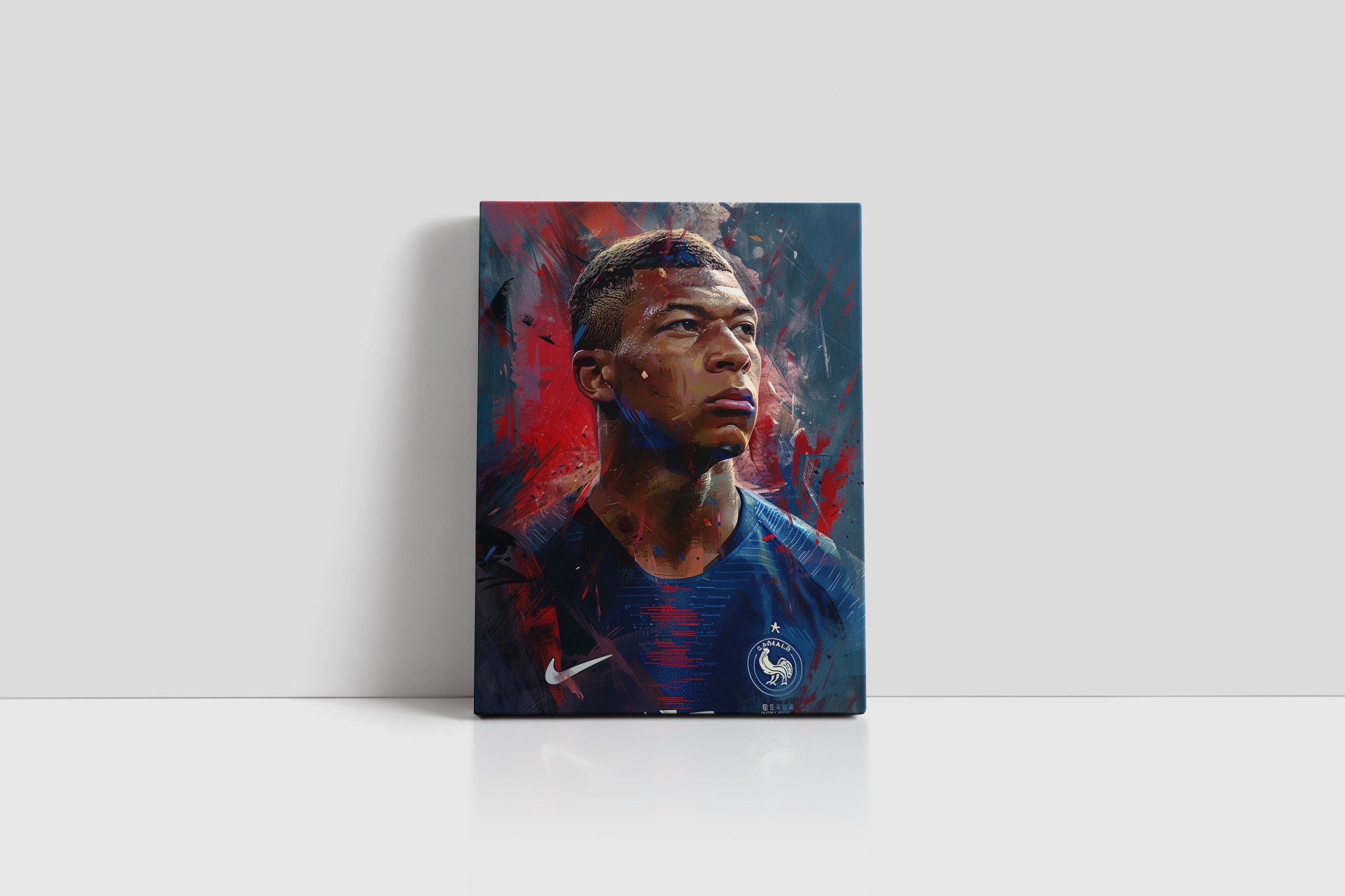 Portret Kylian Mbappé na płótnie 90x120 cm – idealny do wnętrz