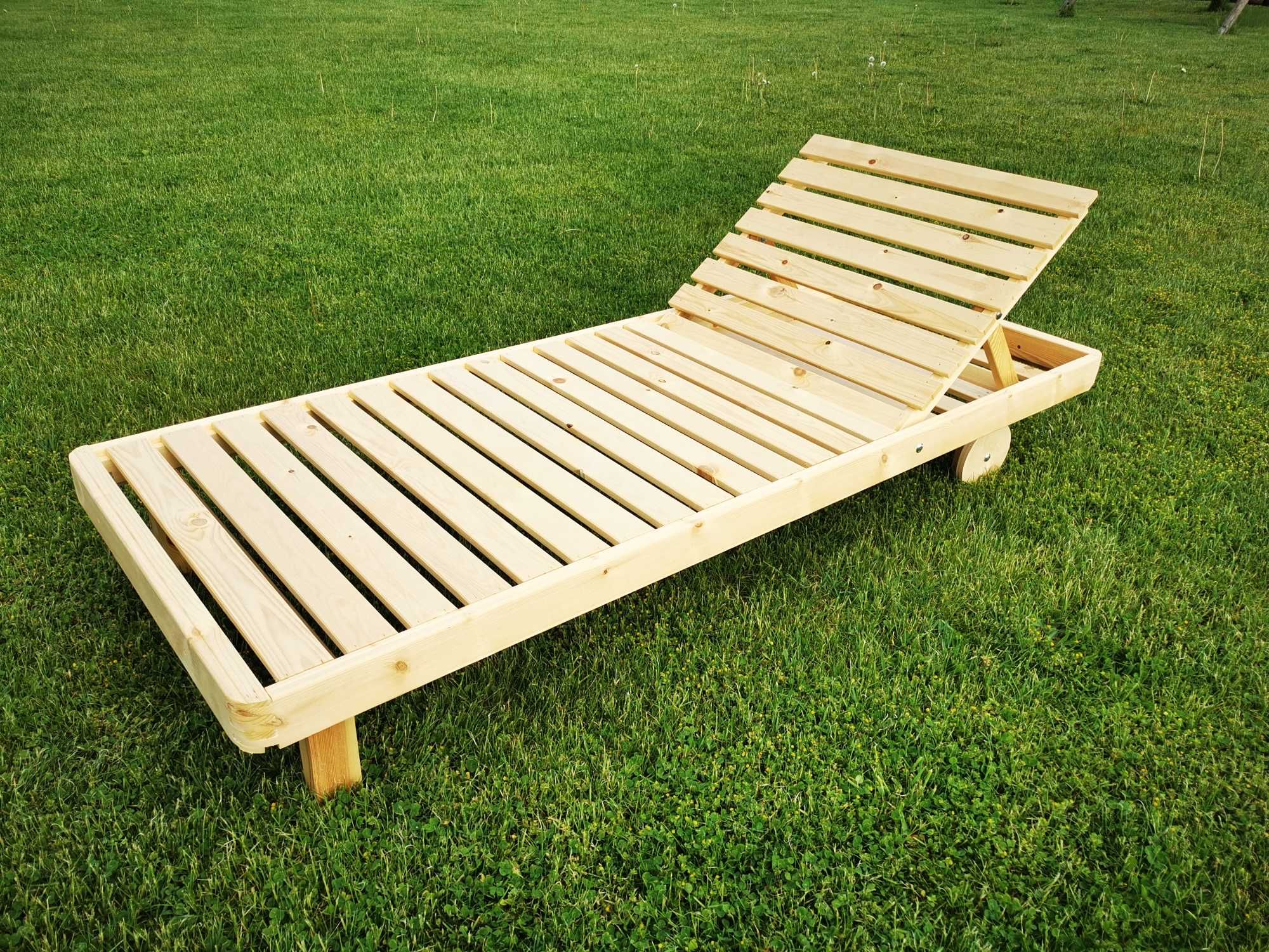 Leżak ogrodowy KING SIZE, Leżak drewniany z materacem