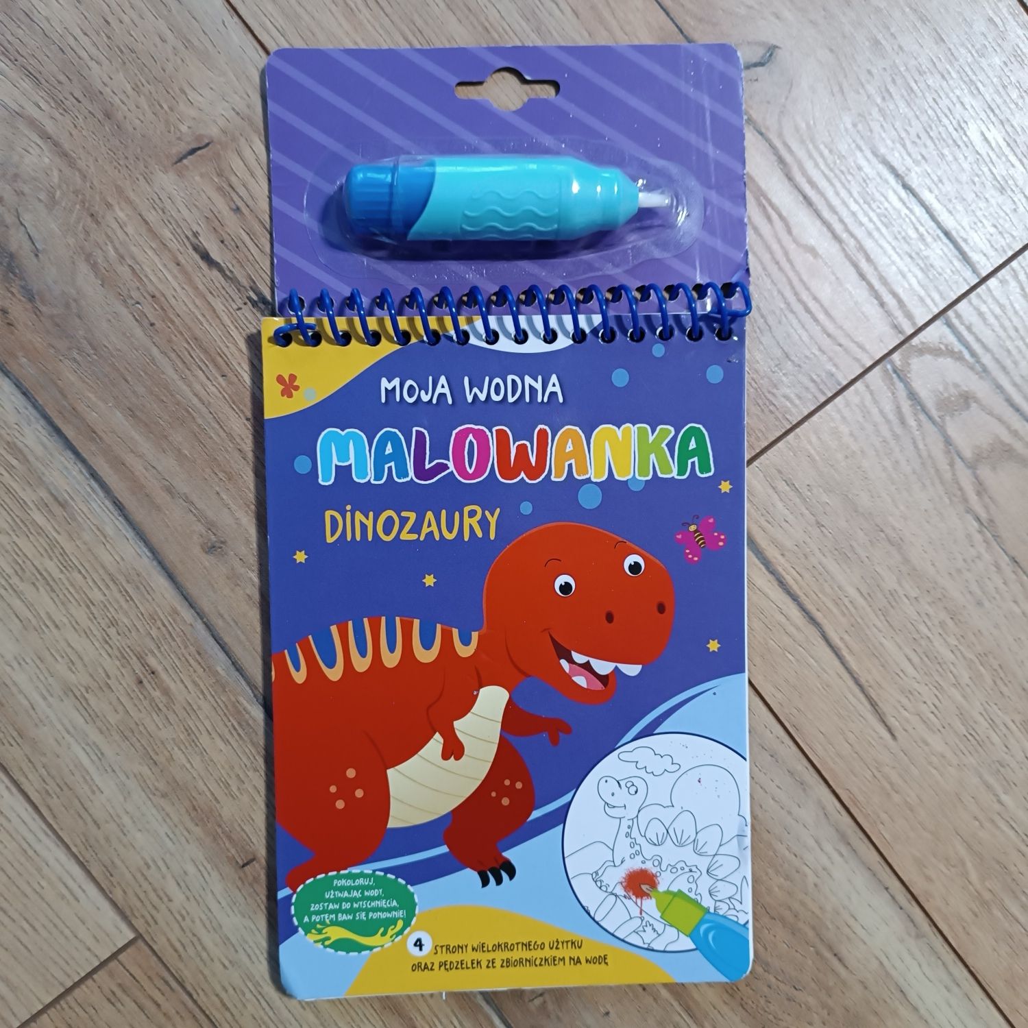 Kolorowanka z pisakiem wodnym dinozaury