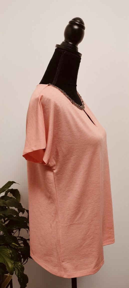Bluzka elegancka morelowa 42 xl kamyczki