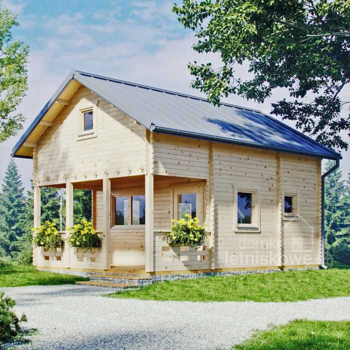 Drewniany domek letniskowy Jan II 55 + 10 m2 - ROD, ośrodek, działka