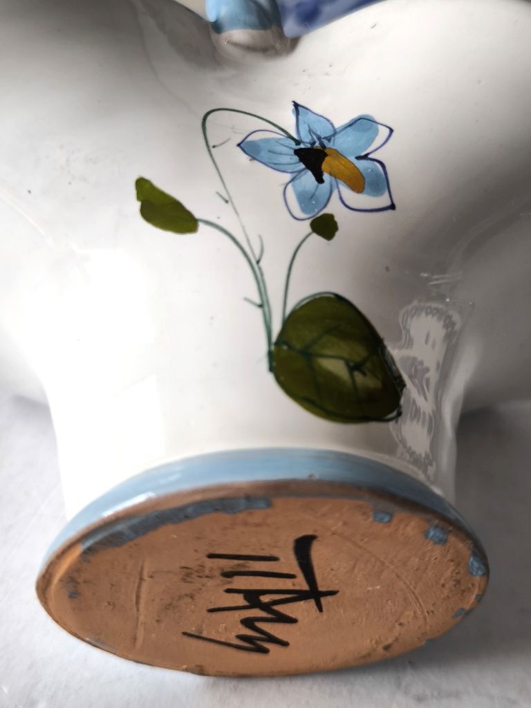 Koszyk z kwiatkiem  piękna stara ceramika