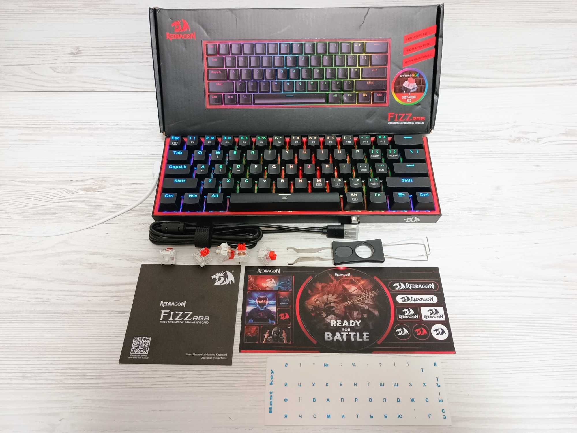 Нова REDRAGON Fizz K617. Механічна ігрова клавіатура з Hot Swap, RGB