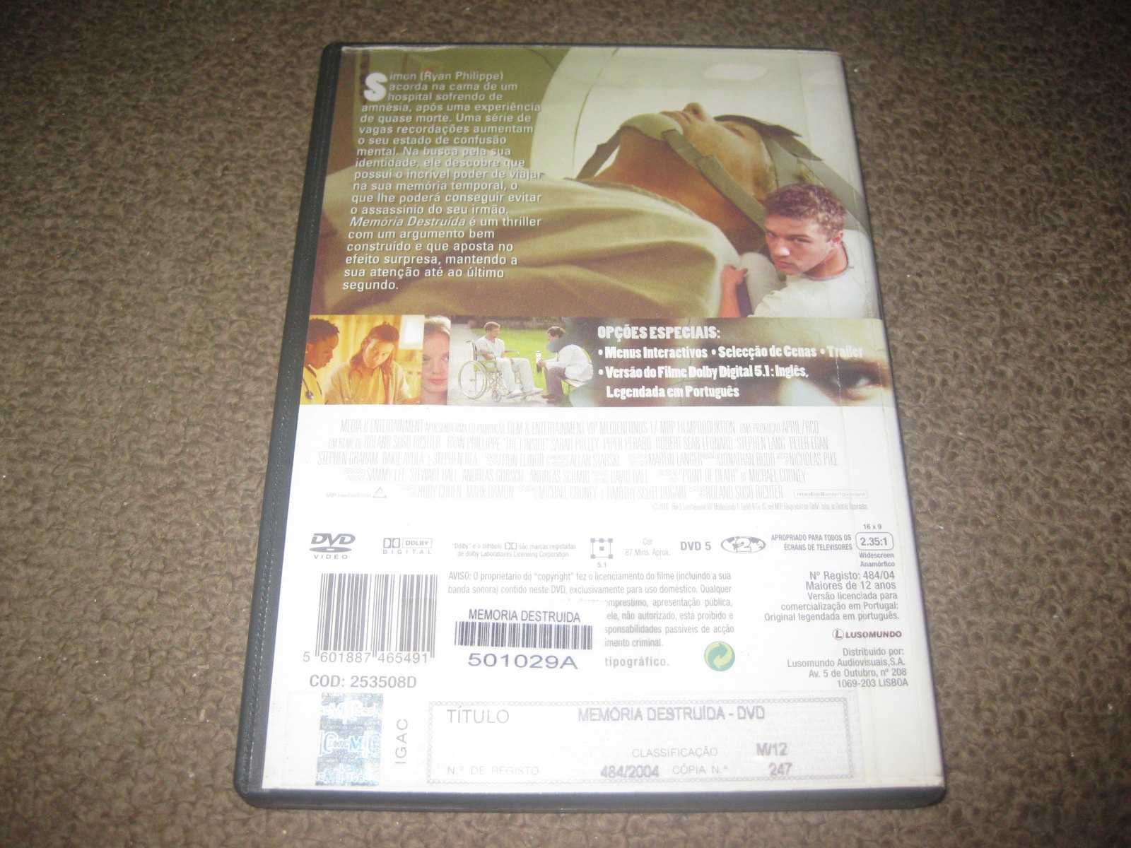 DVD "Memória Destruída" com Ryan Phillippe/Raro!