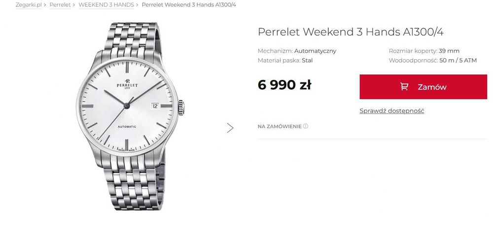 Zegarek Automatyczny Perrelet Weekend 3 Hands 39mm A1300/4 Komplet Box