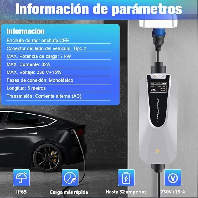 Carregador Portátil EV Tipo 2 – 7kW | Hexinex – 120 €