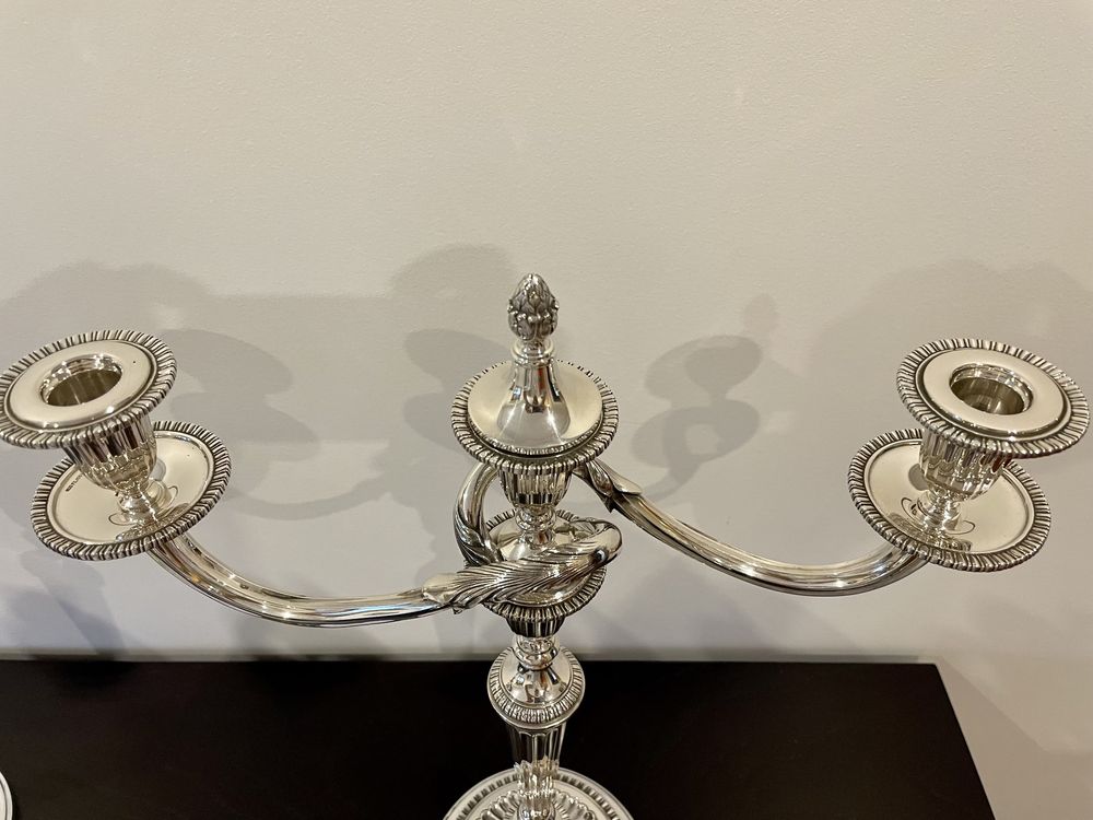 Par Candelabros em Prata 3 Lumes Reis & Filhos