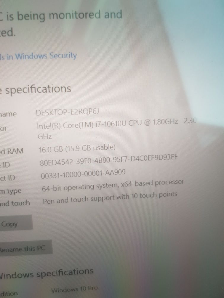 Hp 13' I7 10gen 16GB ram. Ekran Dotykowy
