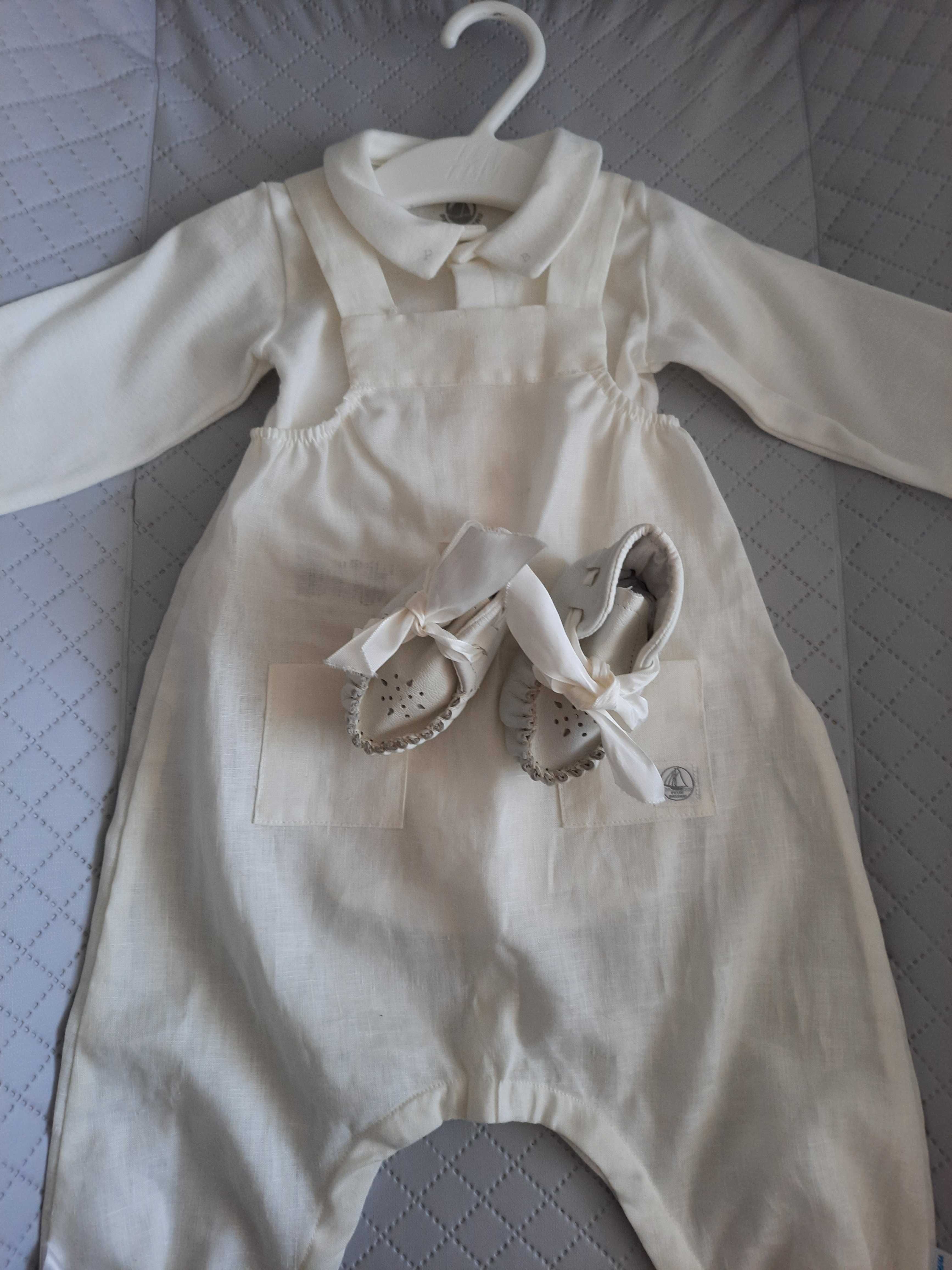 NOWY komplet koszulobody spodenki buciki PETIT BATEAU roz. 68, chrzest