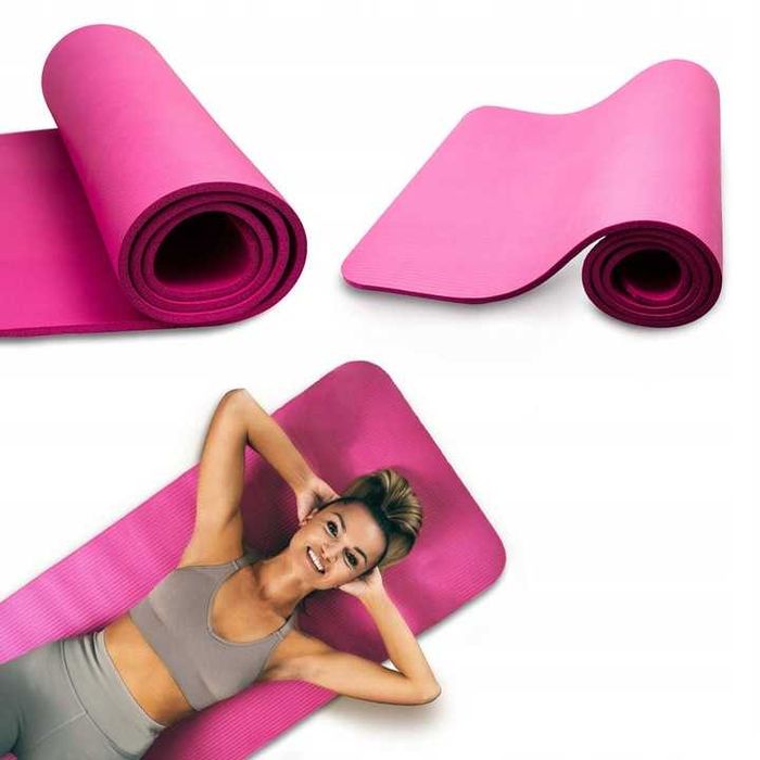 Mata Do Ćwiczeń Joga Fitness Gruba Różowa Gimnastyczna 183x61x1,0