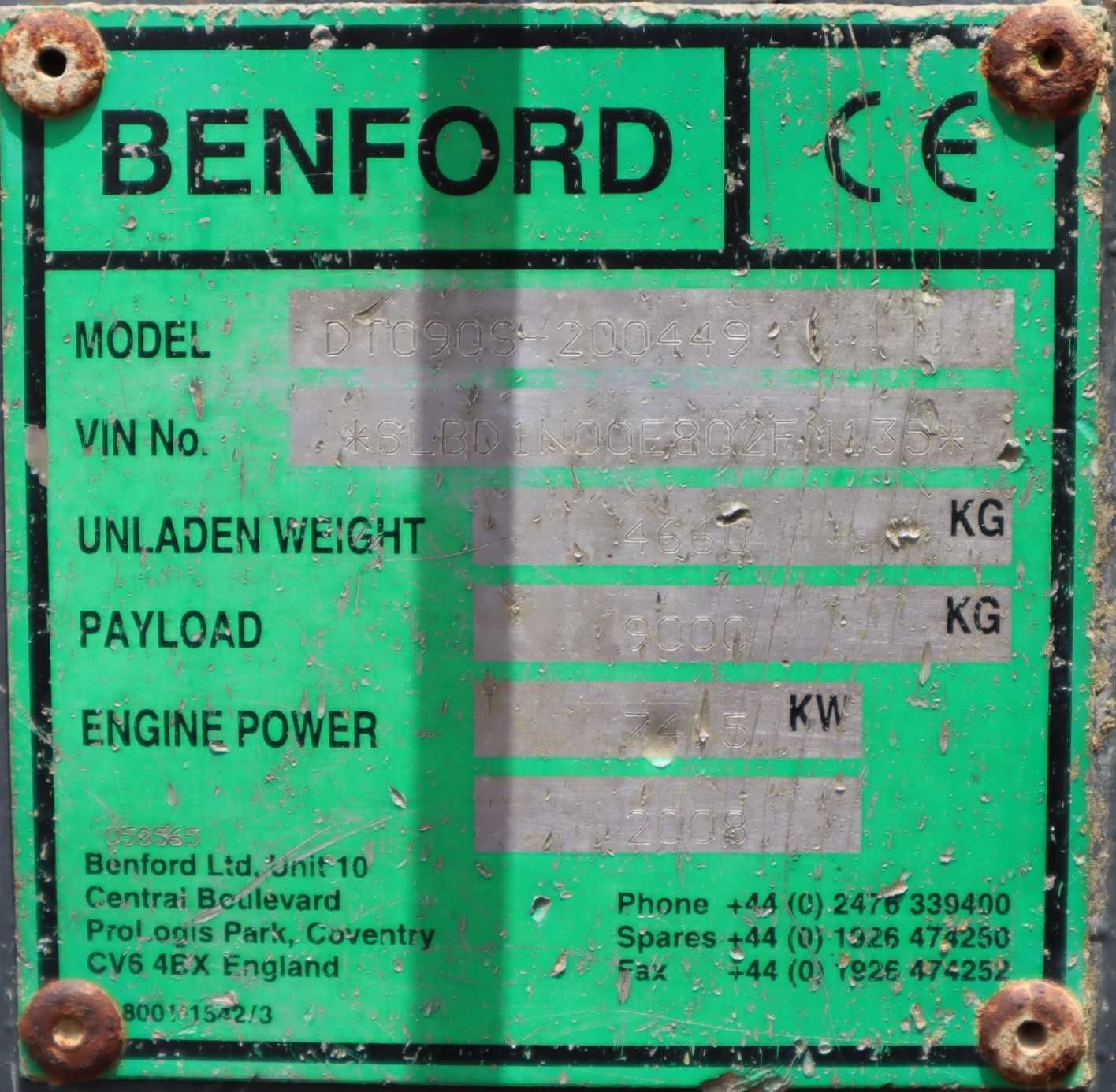 2008 Benford PT9000 9 t. Dumper de Obra