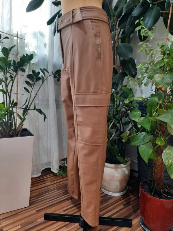 Ekoskórzane brązowe spodnie - Esprit