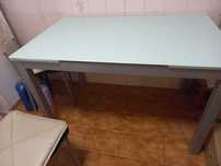Mesa de cozinha extensivel de vidro temperado +4 cadeiras