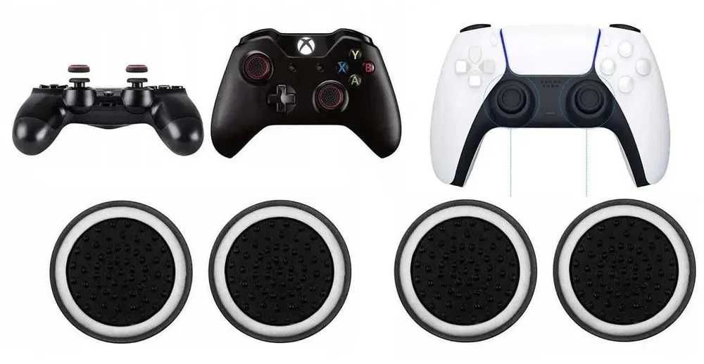 1 x Czarny grzybek pad PS4 + 4 x Gumowe nakładki na Analog *Video-Play