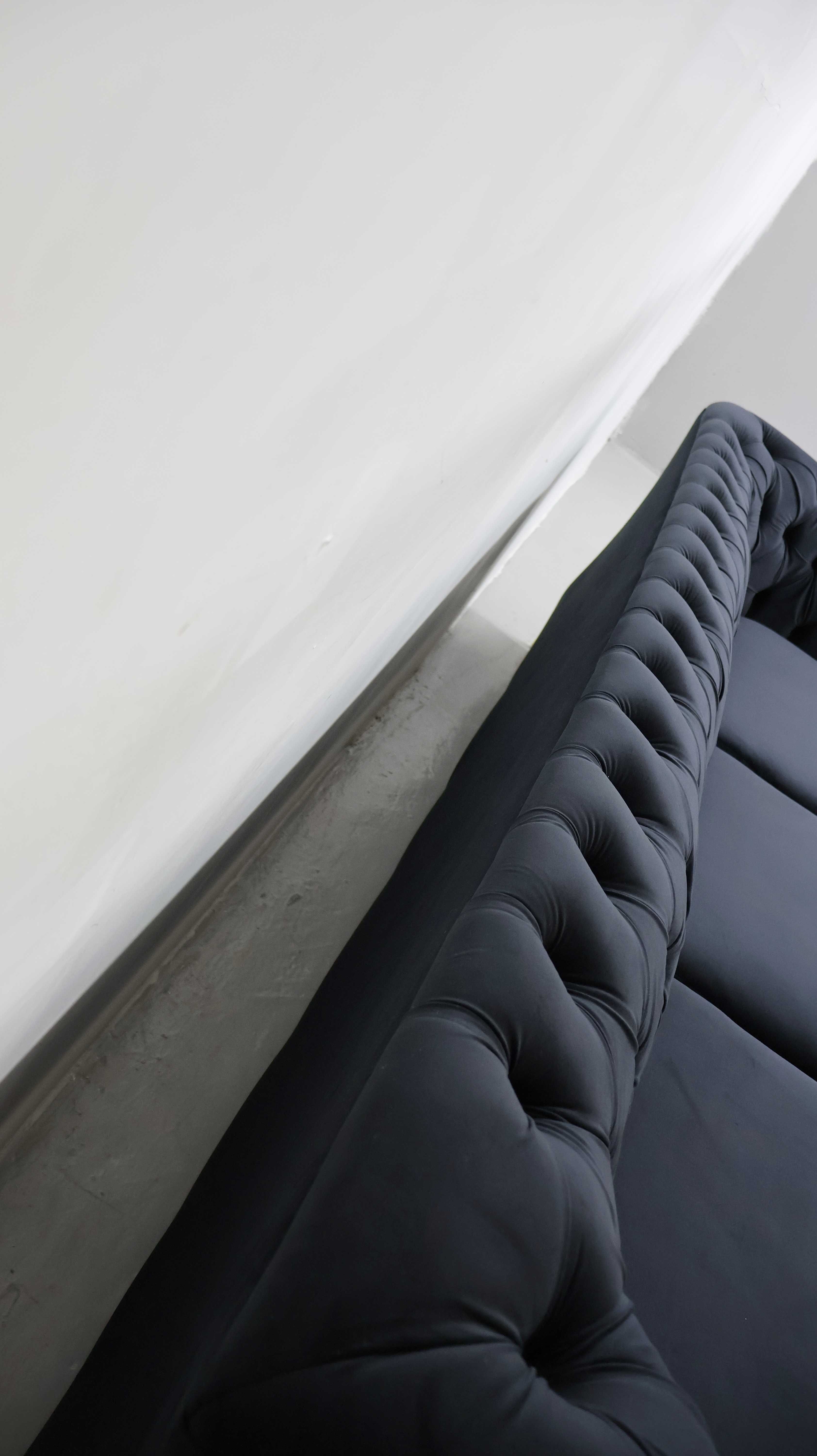STY DESIGN WIELKA SOFA 3+3 kanapa czarny welur złote nogi zestaw kompl