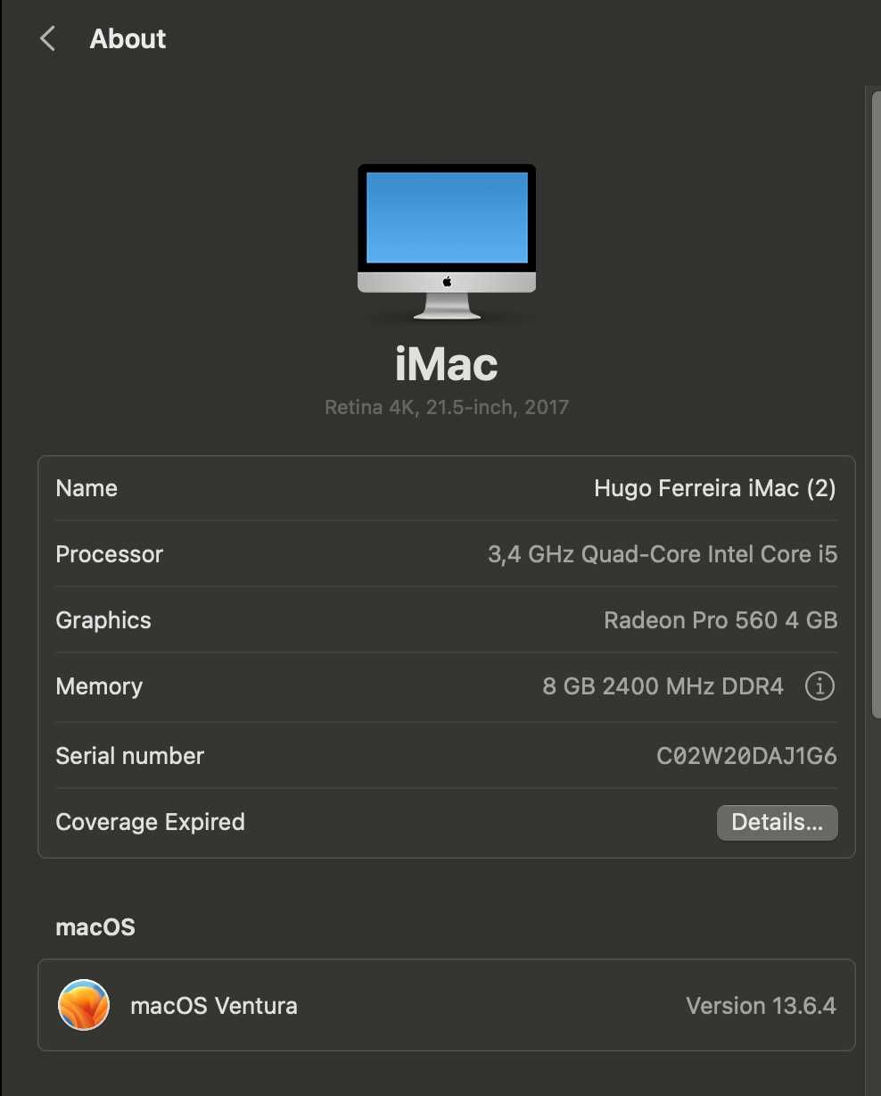 iMac (Retina 4K, 21,5 polegadas, 2017)