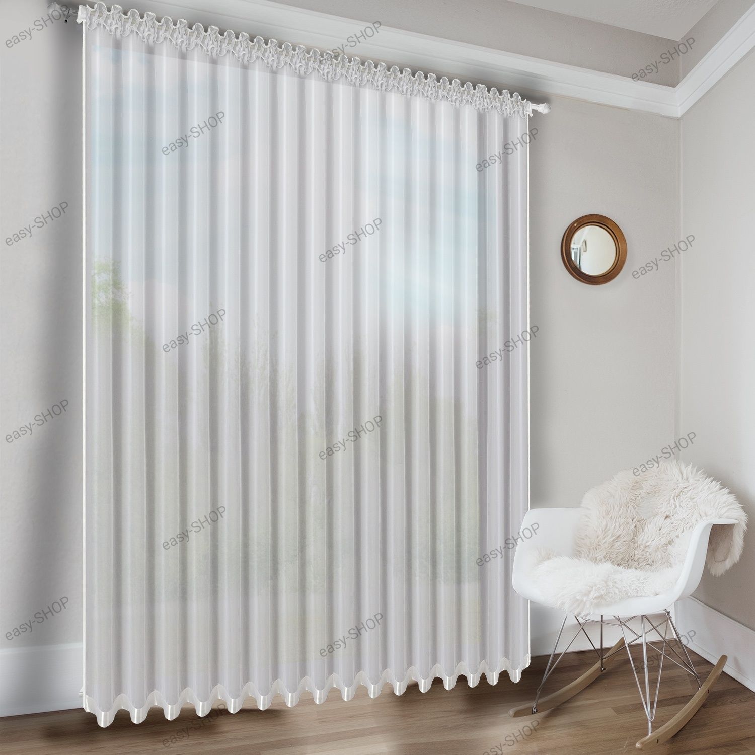 Firana 250x400 biała gładka z woalu