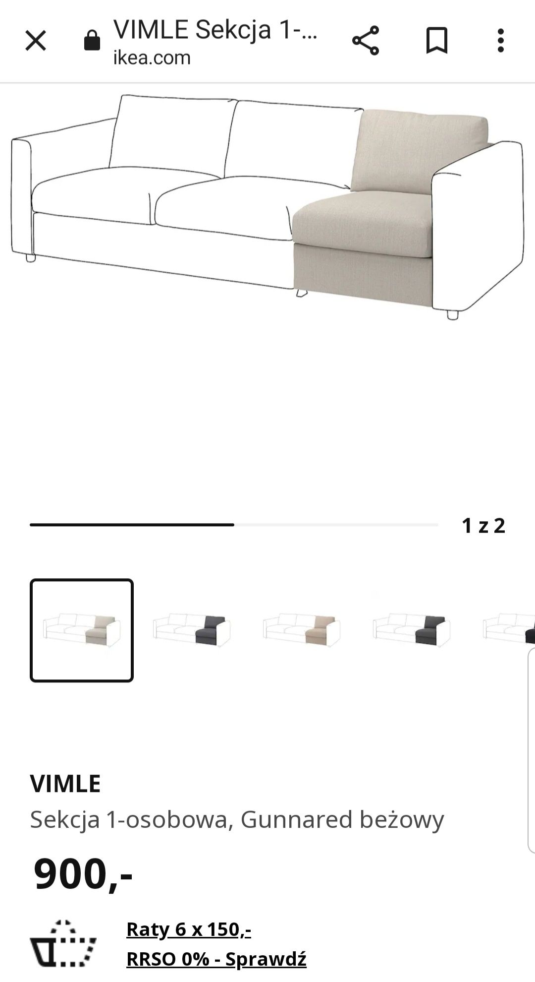 Ikea Vimle sekcja fotel