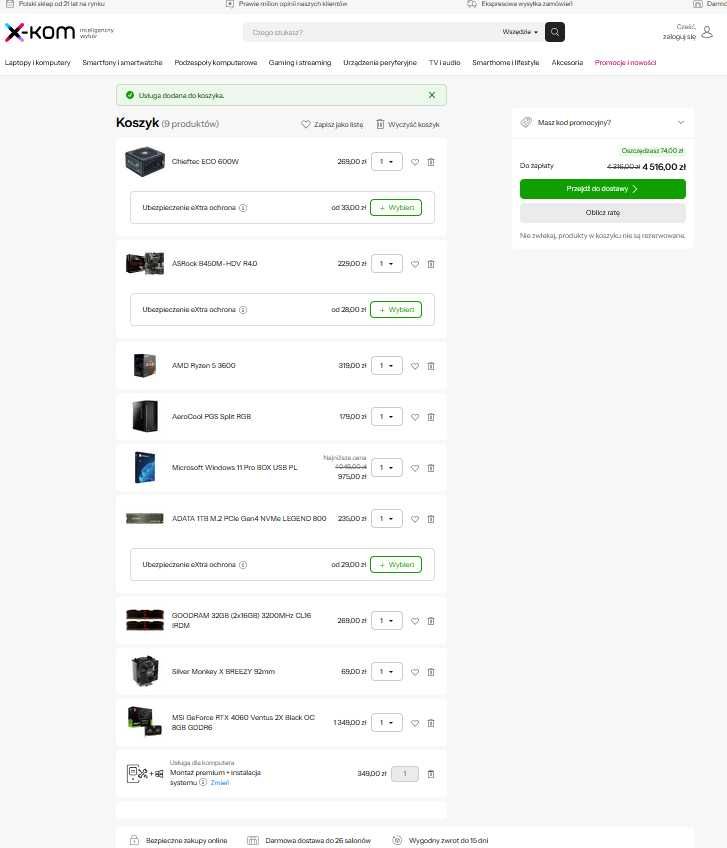 Komputer gamingowy Ryzen 3600 RTX 3060 16GB 512GB FV23% Gwarancja 24M